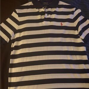 Ralph Lauren Men's Navy and White Striped Polo